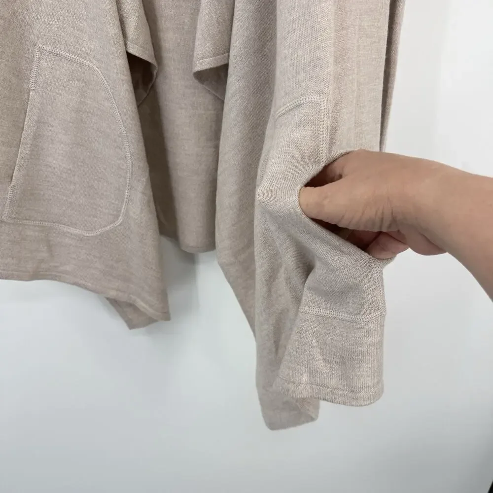 Repeat Cashmere Merino Wool Draped Cardigan US Medium EU 40 Beige with Pockets